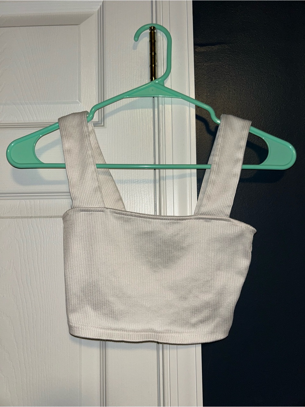 H&M White Ribbed Square-Neck Crop Top - Picture 3 of 4